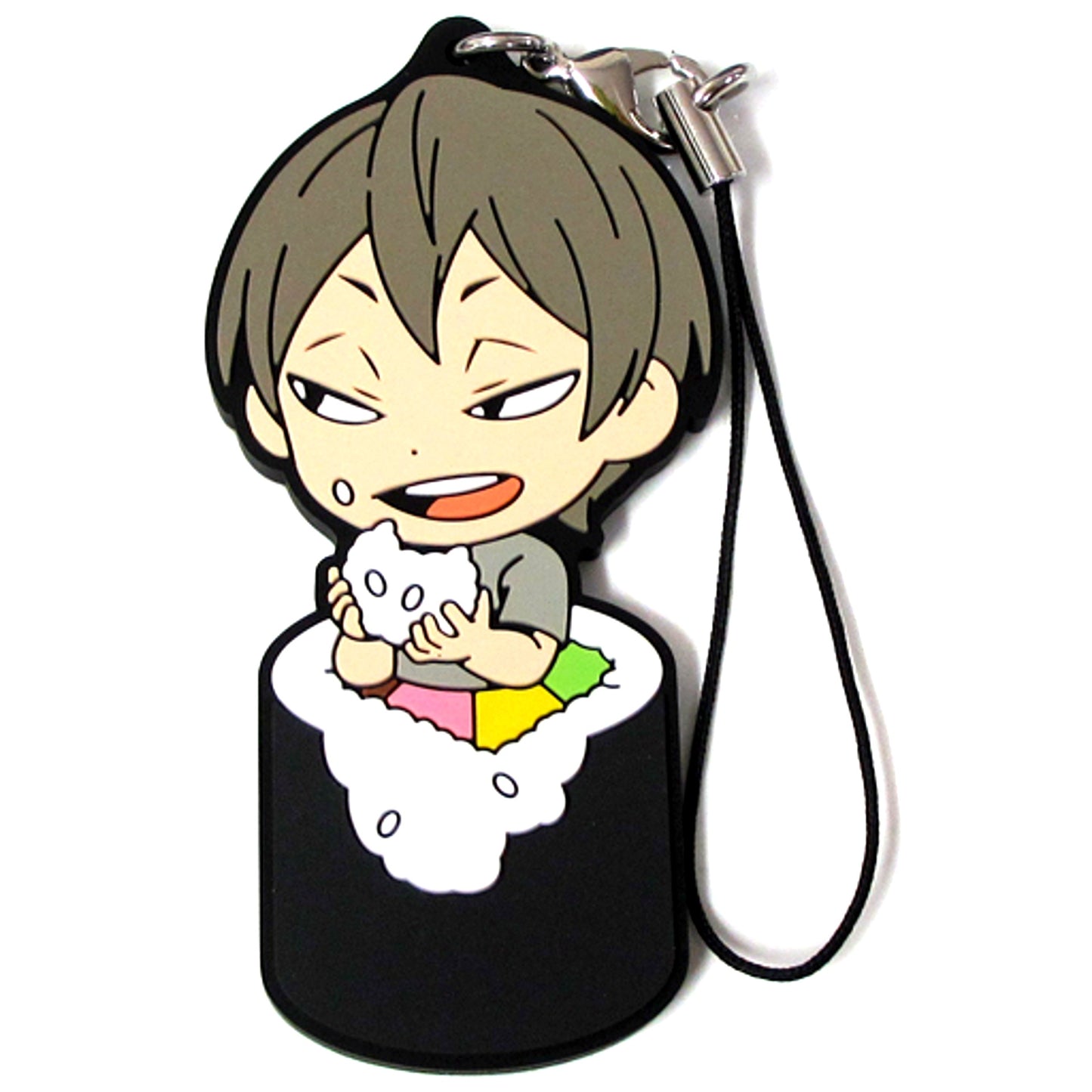 Akinori Konoha 3rd Year Ehomaki Rubber Strap I Prize Kyun Chara Illustrations Ichiban Kuji Haikyu Fuku o Maneke [USED]