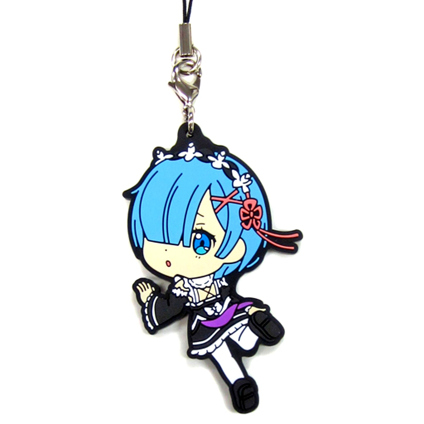 Rem Type C Re:Zero Happy Birthday REM and RAM Ichiban Kuji F Prize Kyun Chara Illustrations Rem or Ram Rubber Strap [USED]