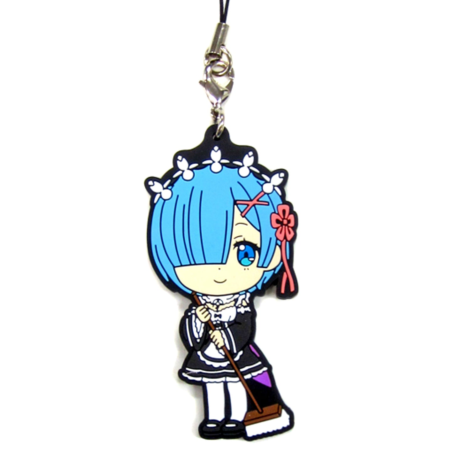 Rem Type D Re:Zero Happy Birthday REM and RAM Ichiban Kuji F Prize Kyun Chara Illustrations Rem or Ram Rubber Strap [USED]