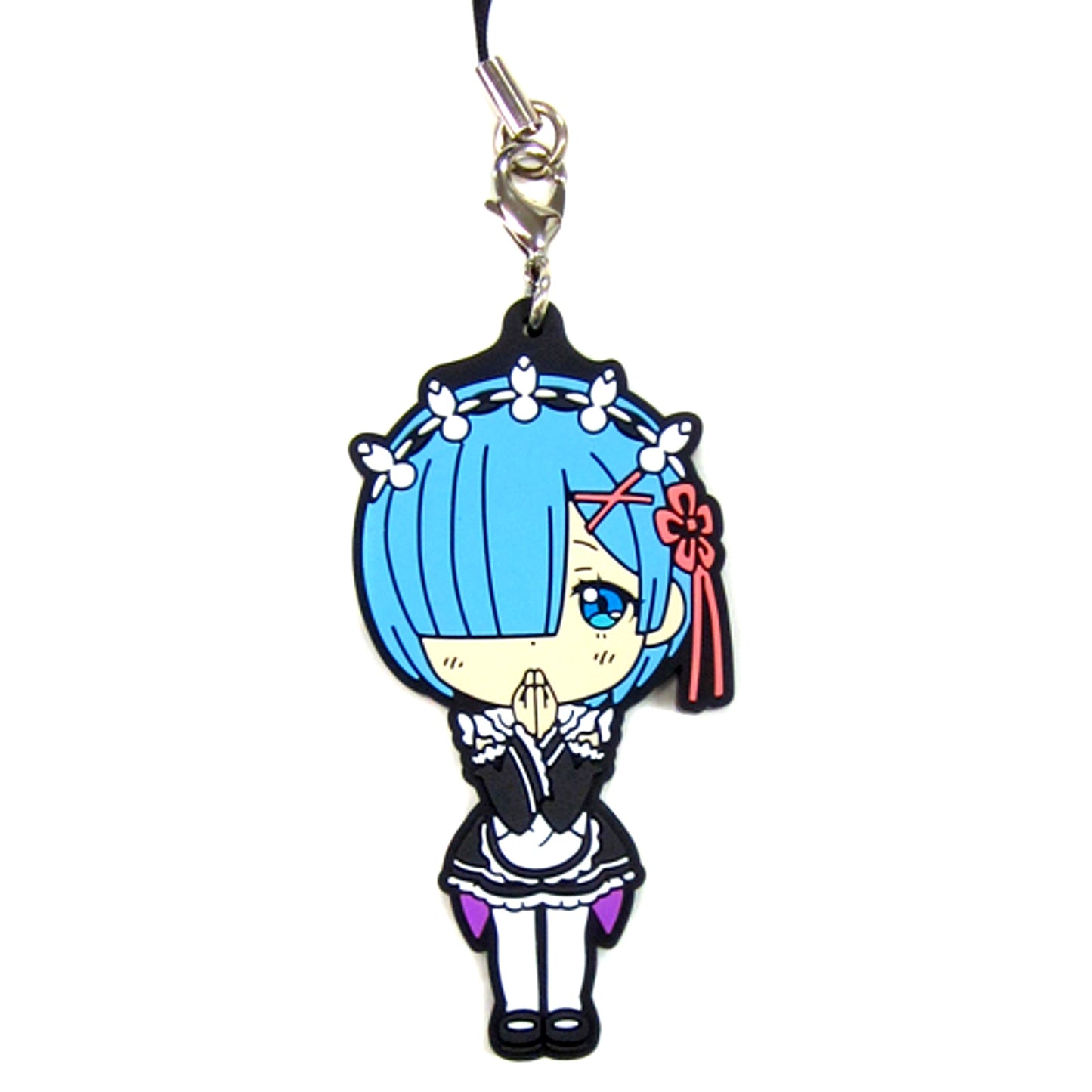 Rem Type H Re:Zero Happy Birthday REM and RAM Ichiban Kuji F Prize Kyun Chara Illustrations Rem or Ram Rubber Strap [USED]