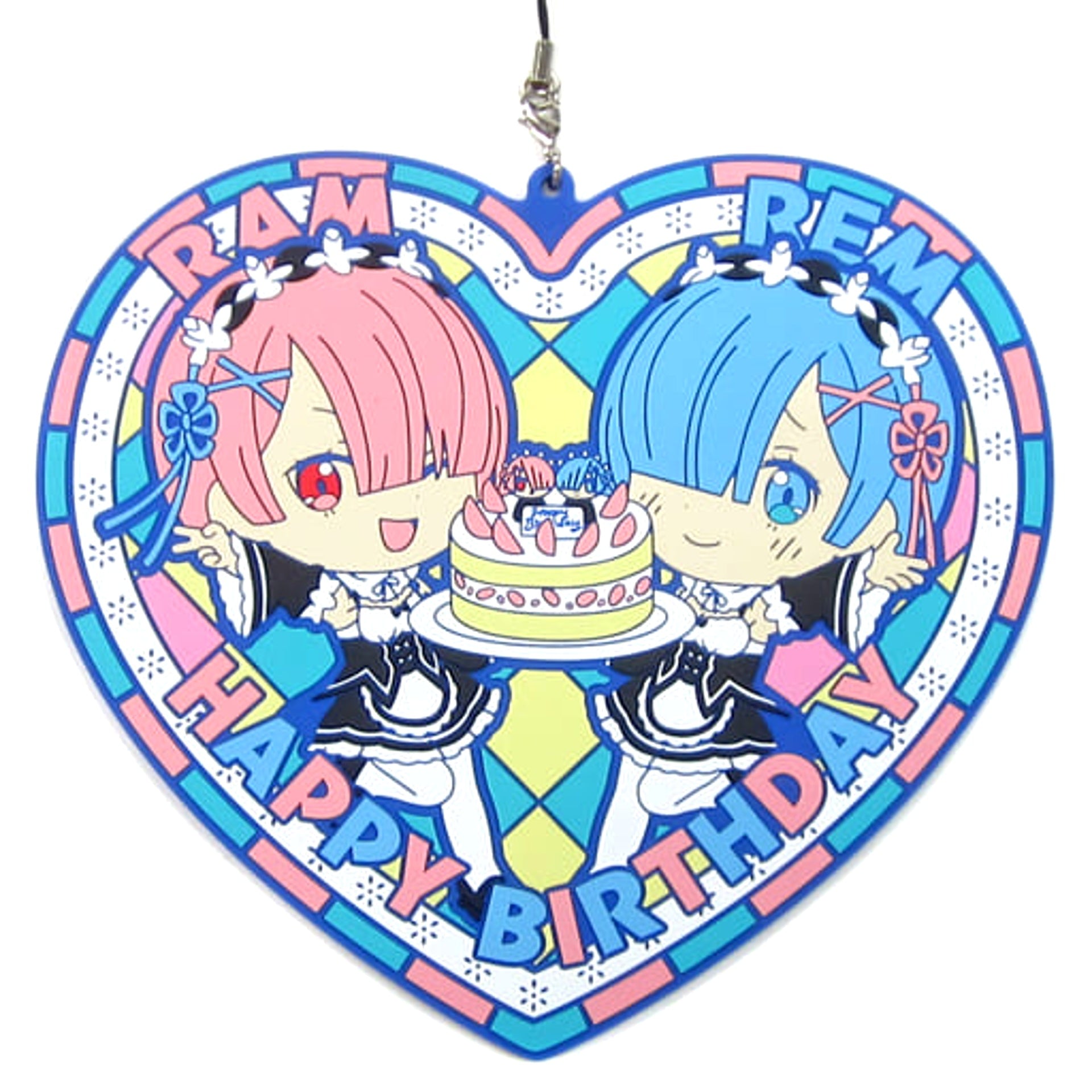 Re:ZERO -Starting Life in Another World- Rem Ram Ichiban Kuji Happy Birthday Rem&Ram! Large Rubber Strap of Rem and Ram Kyun Chara Illustrations Last One Prize Keychains [USED]