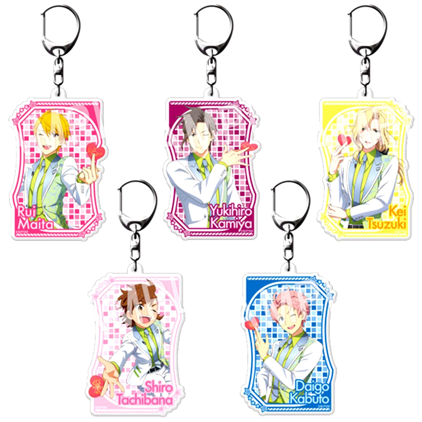 Set of 5 The Idolm@ster SideM Fortune Acrylic Keychain White Day Live 2017 Ver. [USED]