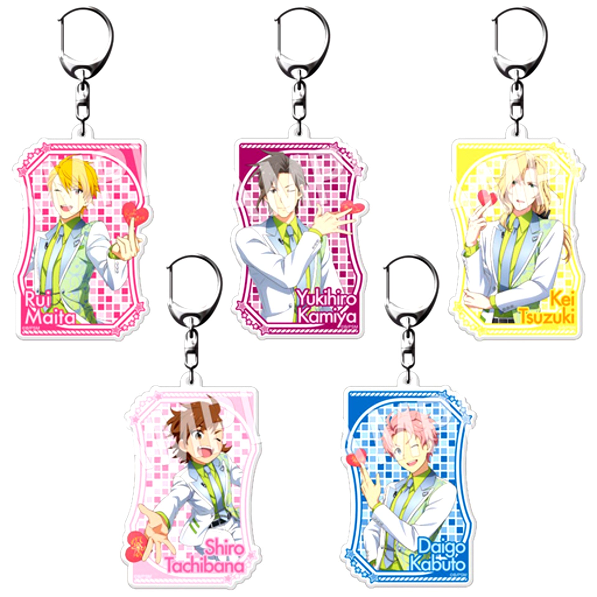 Set of 5 The Idolm@ster SideM Fortune Acrylic Keychain White Day Live 2017 Ver. [USED]