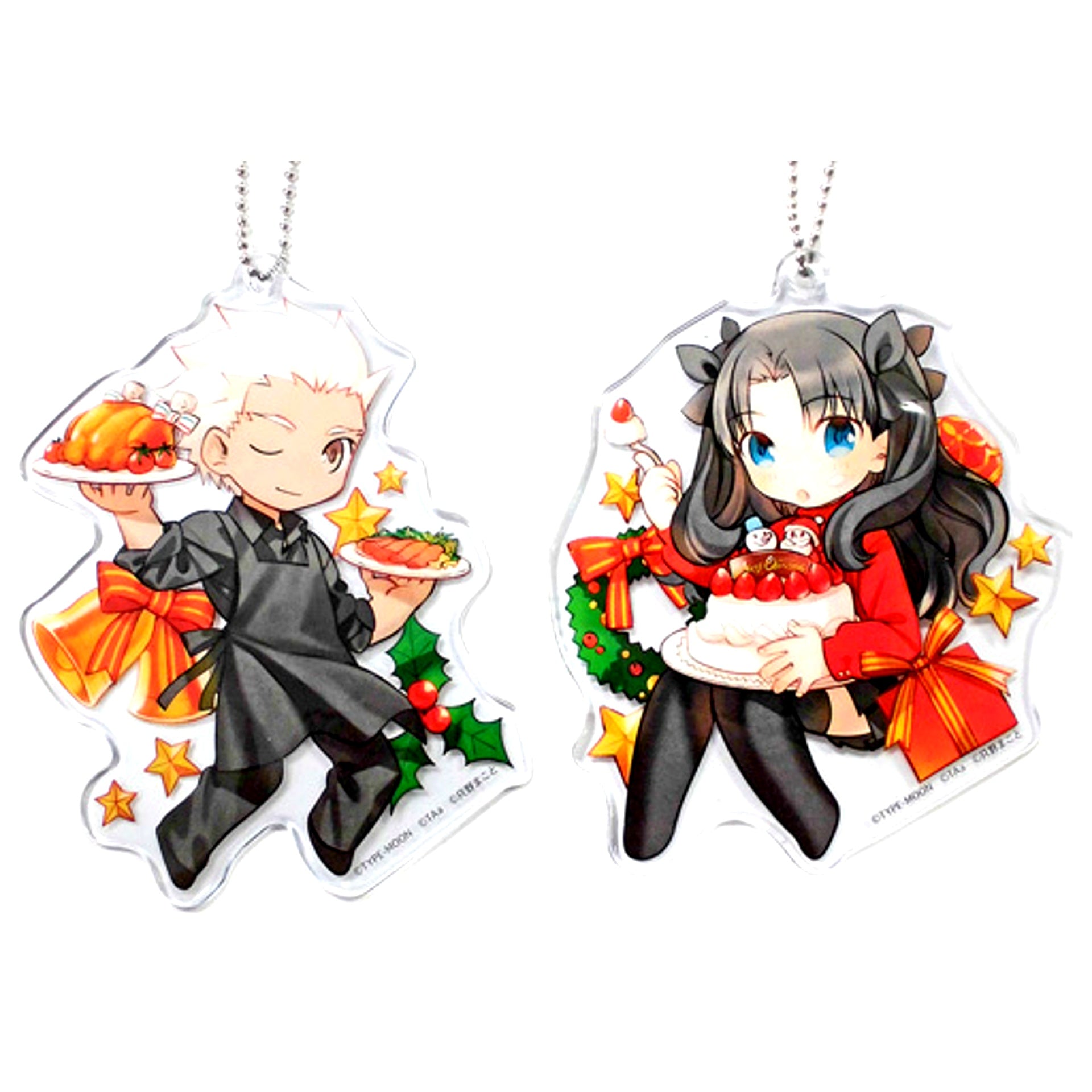 Set of 2 Tohsaka Family Rin Tohsaka & Archer Today's Menu for the Emiya Family Soft Keychain C93 [USED]