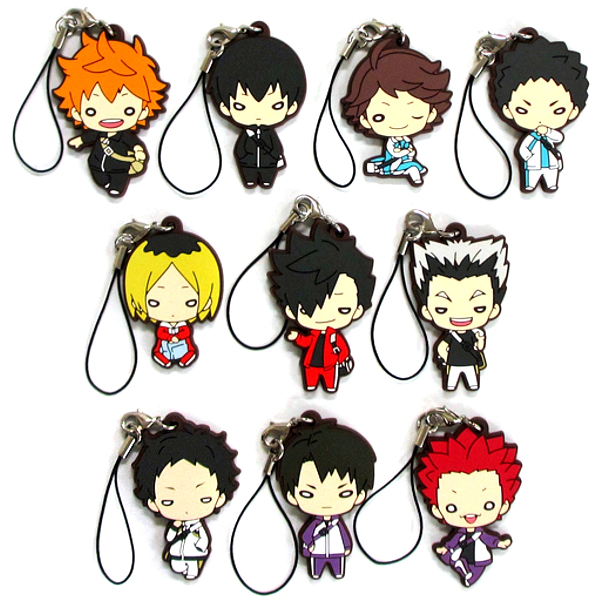 Set of 10 Nitotan Haikyu!! Jersey Rubber Mascot [USED]