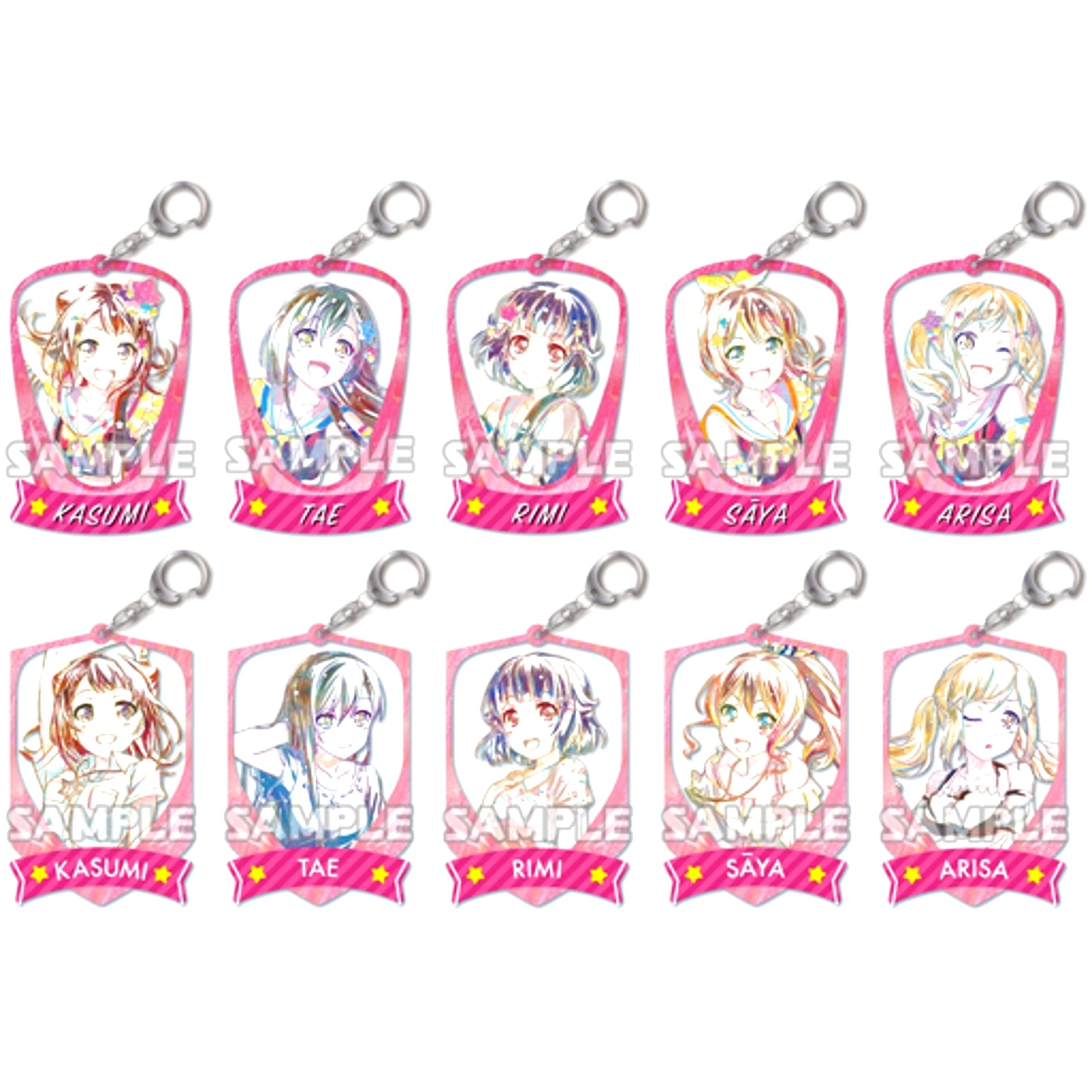 Set of 10 Poppin'Party BanG Dream! Girls Band Party! Ani-Art Acrylic Keychain [USED]