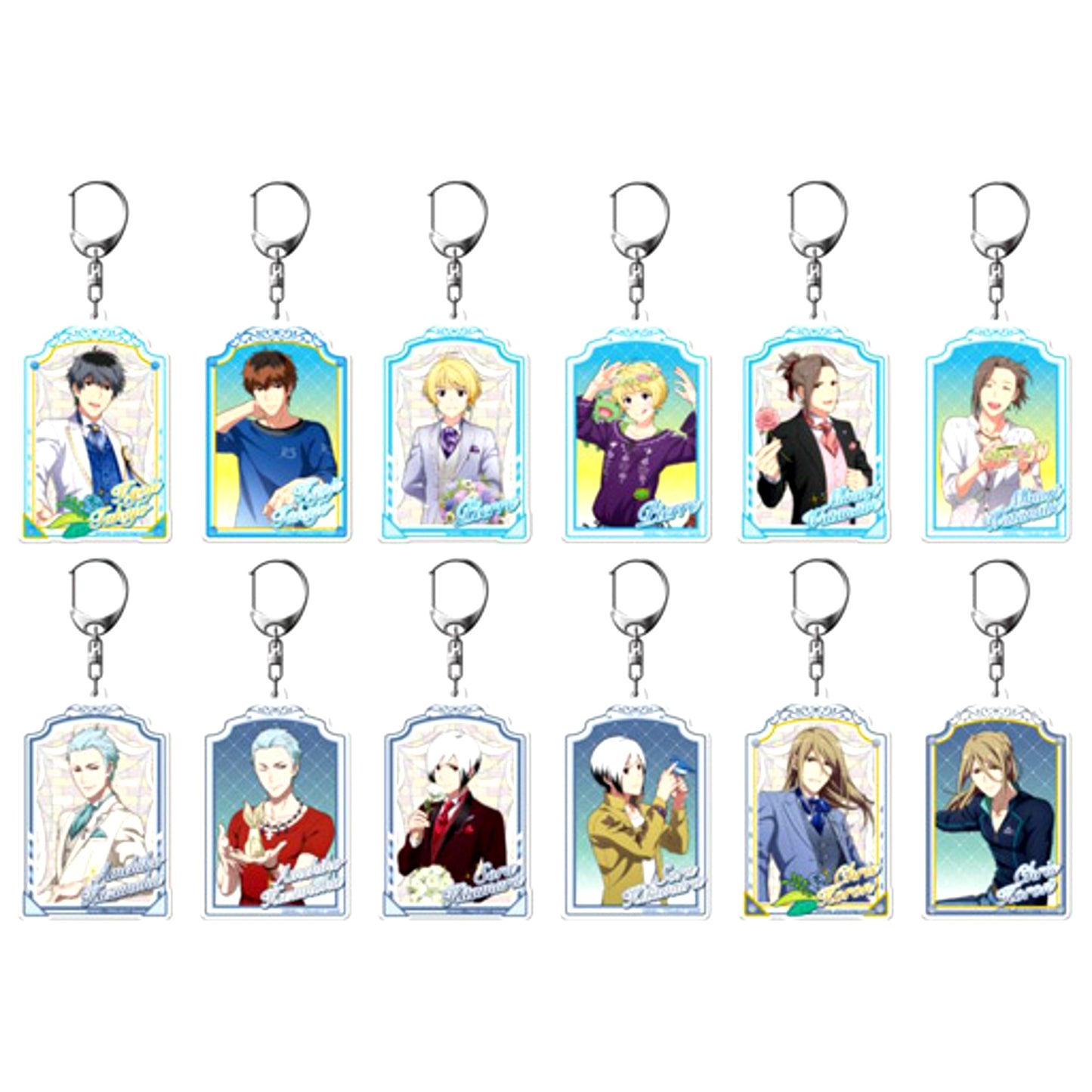Set of 12 The Idolmaster SideM Happy Resort Wedding Ver. Trading Acrylic Keychain [USED]