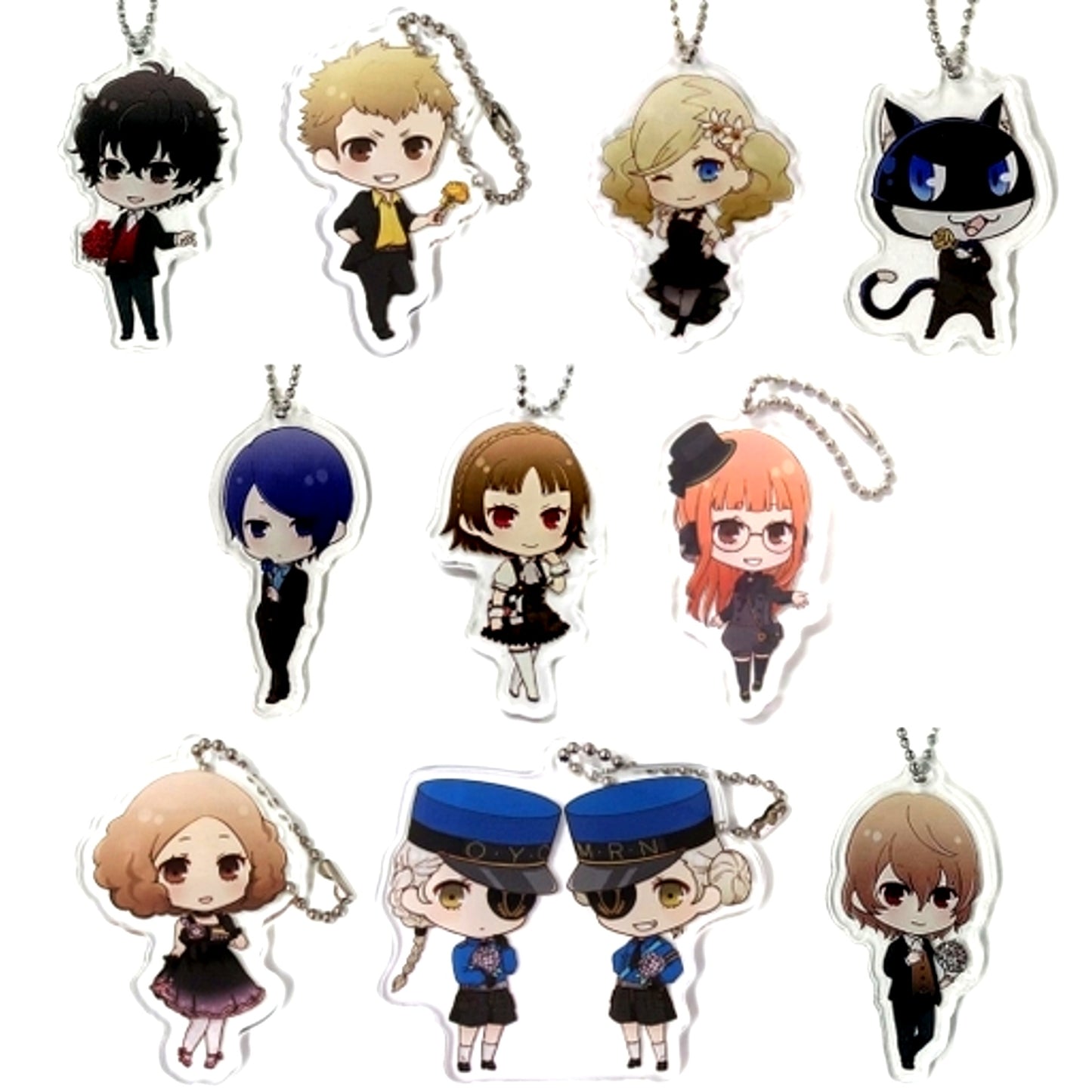 Set of 10 Persona 5 the Animation Sega Collabo Cafe Deformed Acrylic Keychain A [USED]