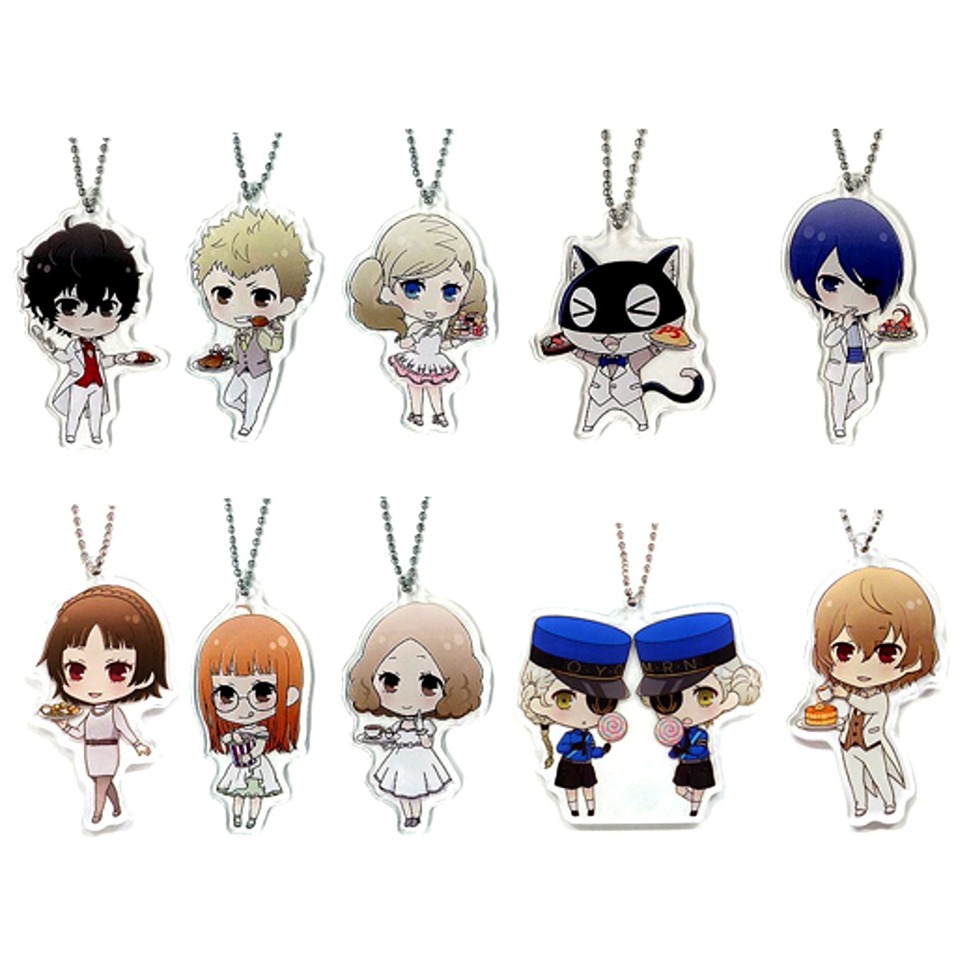 Set of 10 Persona 5 the Animation Sega Collabo Cafe Deformed Acrylic Keychain B [USED]