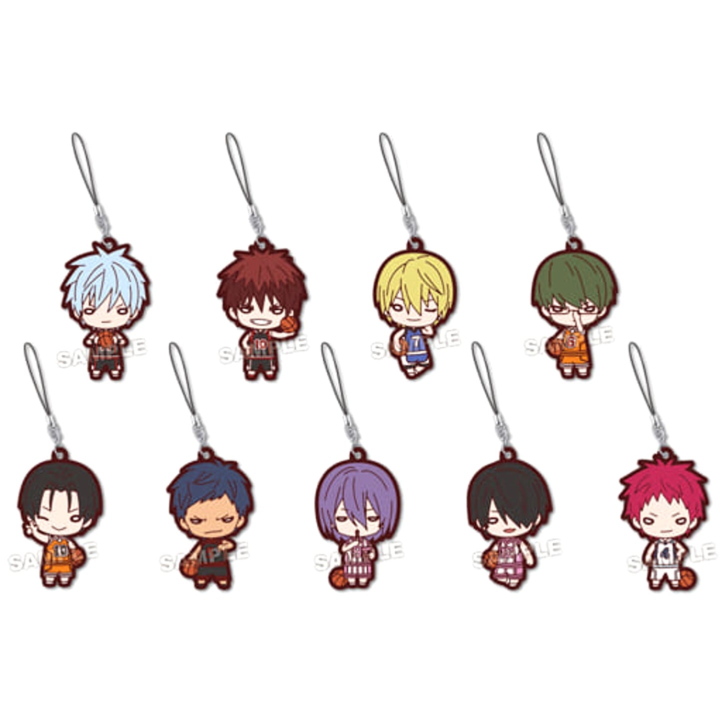 Kuroko's Basketball Tetsuya Kuroko & Others All 9 Types Set Nitotan Rubber Mascot Keychains [USED]