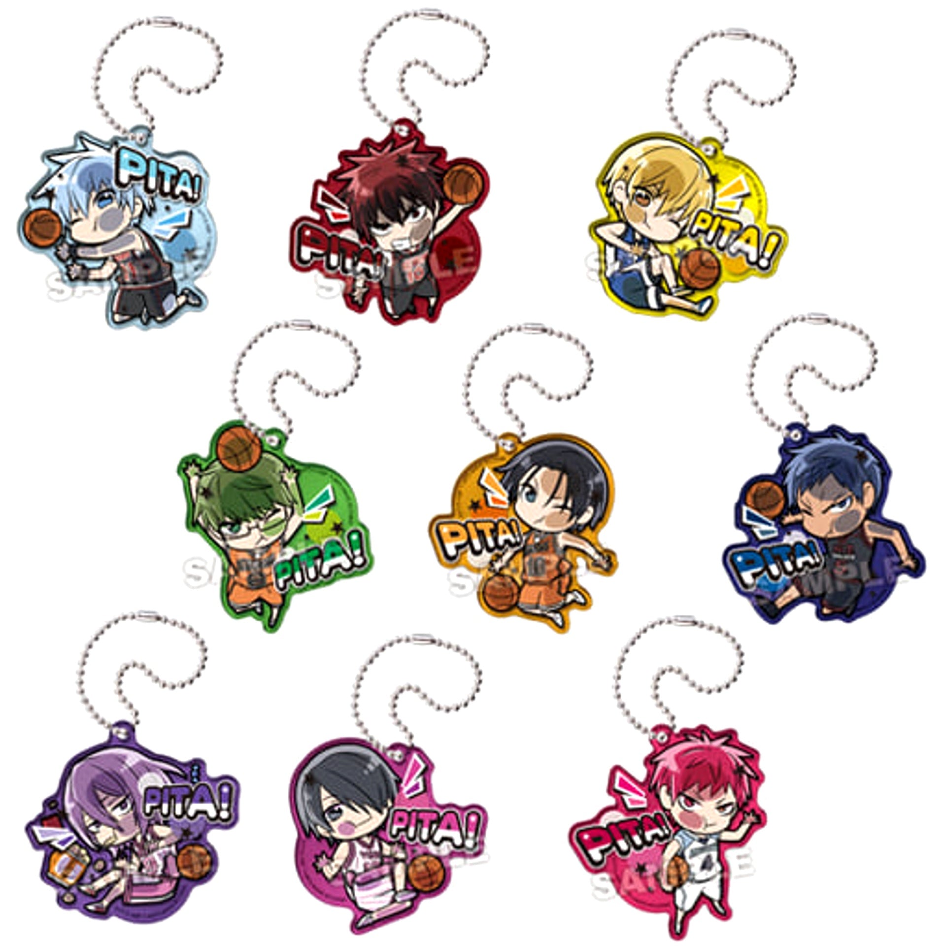 Kuroko's Basketball Tetsuya Kuroko & Others All 9 Types Set Pita! Deformed Acrylic Keychain Keychains [USED]