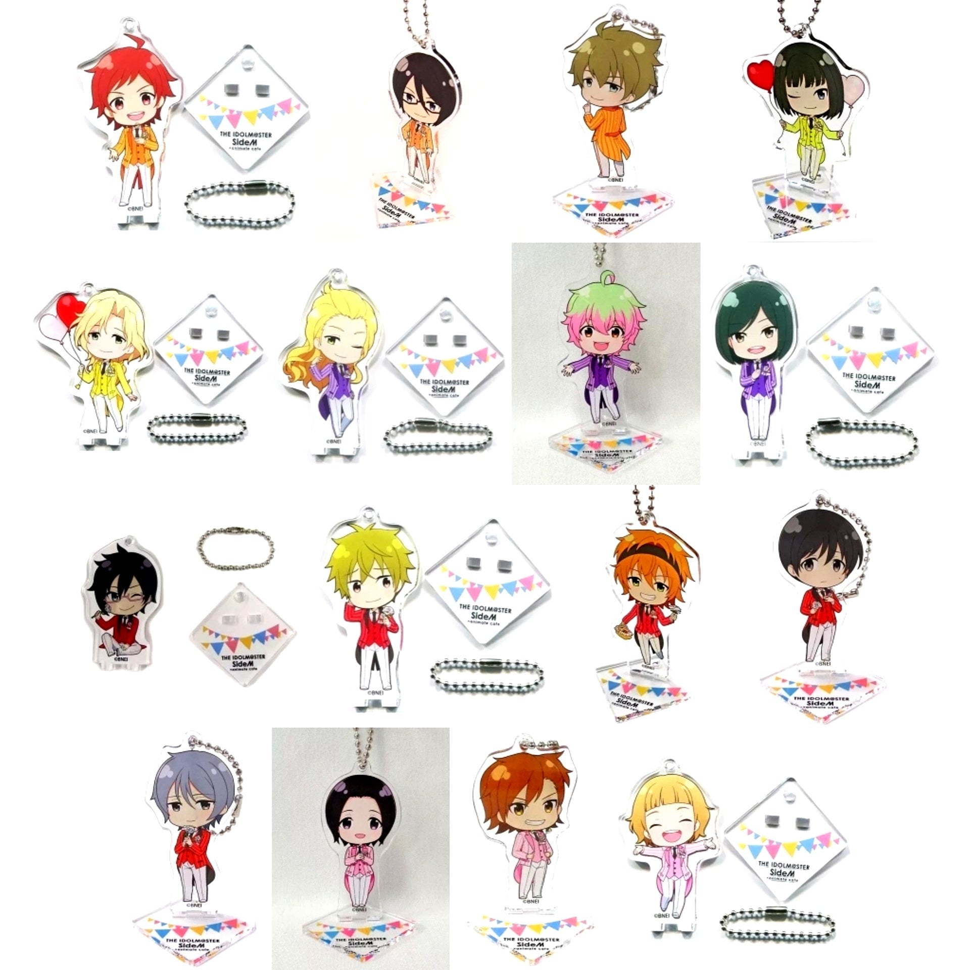 Set of 16 The Idolmaster SideM Animate Cafe Trading Stand Keychain Garden Party ver. Group A [USED]