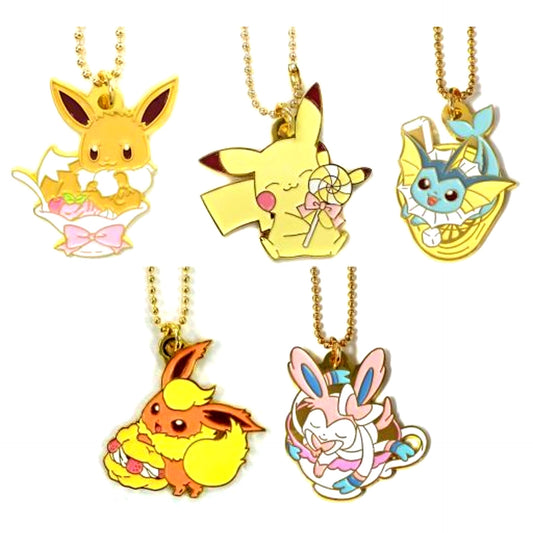 Set of 5 Pikachu & Eevee Pokemon Design Charm Prize G 2018 Pokemon Collection Kuji Pikachu & Eevee [USED]