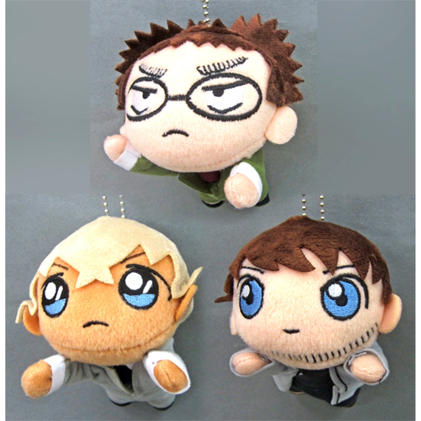 Set of 3 Detective Conan Nesoberi Keychain Mascot Amuro Kazami Scotch [USED]