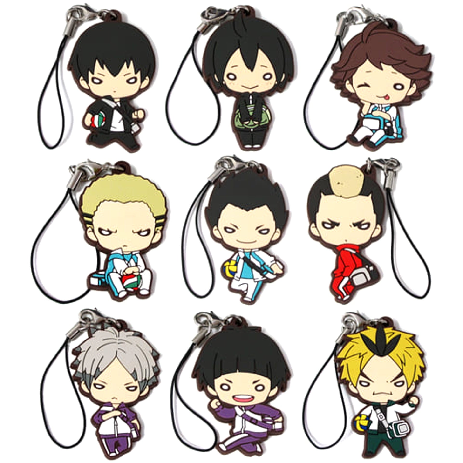 Haikyu!! Tobio Kageyama & Others Nitotan Tracksuit Vol.2 Rubber Mascot All 9 Types Set Keychains [USED]