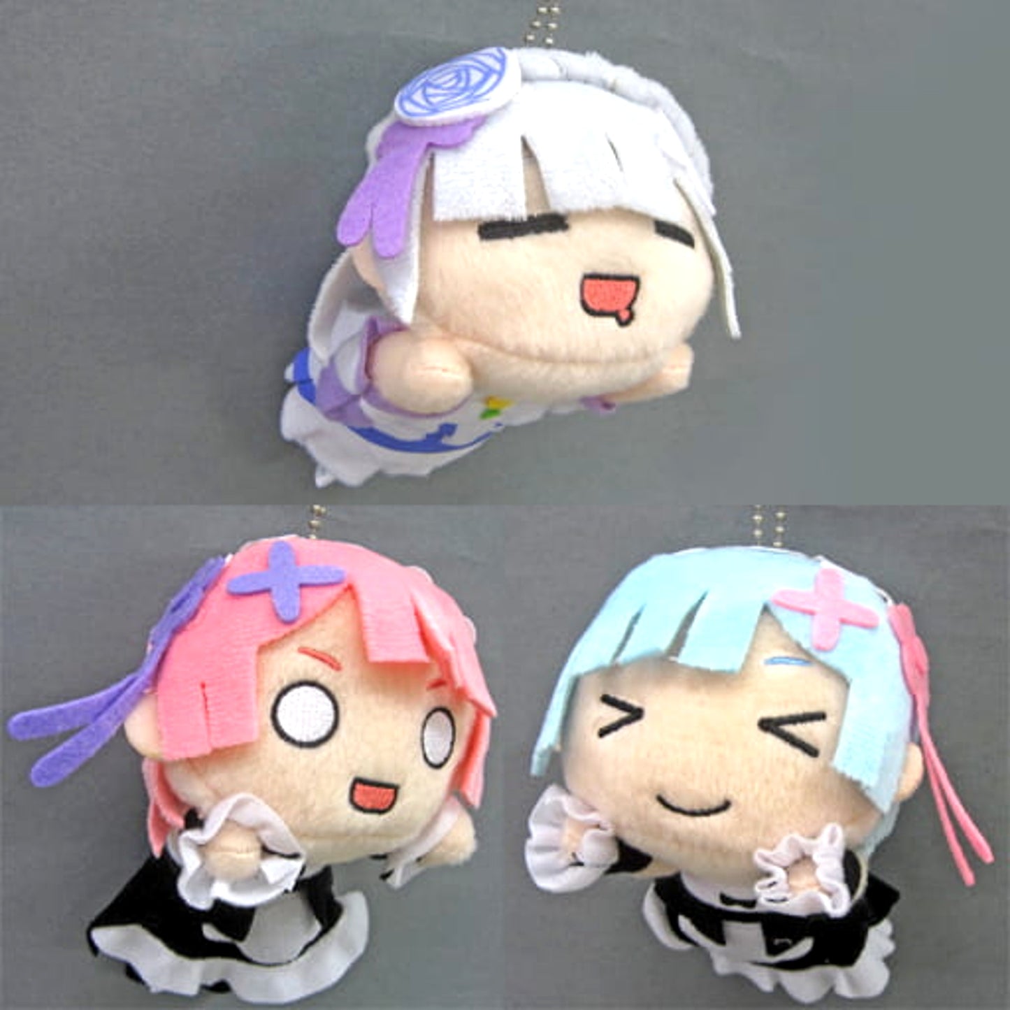 Re:ZERO -Starting Life in Another World- Rem & Others All 3 Types Set Lying Down Keychain Mascot Vol.2 Keychains [USED]