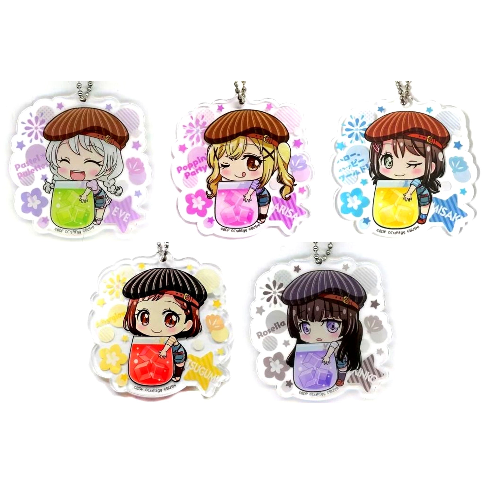 Set of 5 BanG Dream! Girls Band Party! CAFE 2018 Akihabara Ltd Acrylic Keychain [USED]
