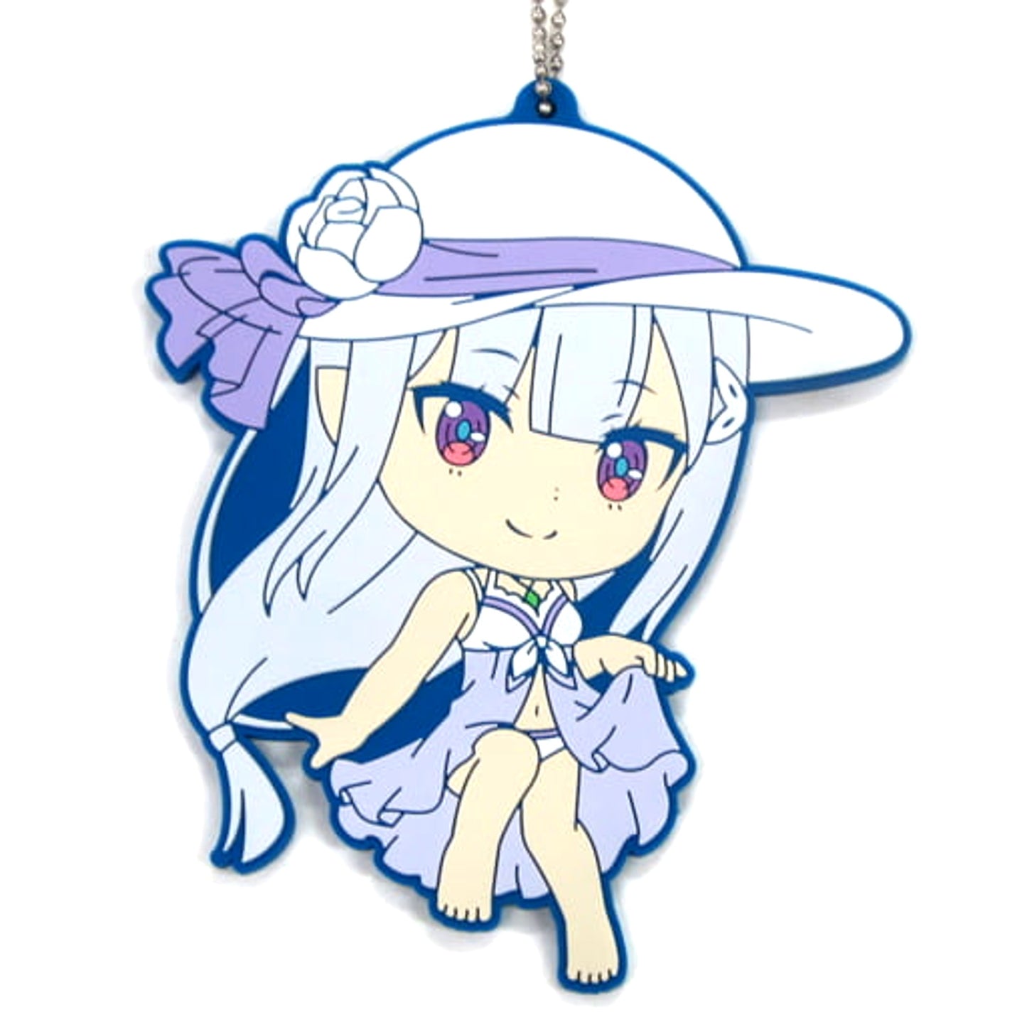 Re:ZERO -Starting Life in Another World- Emilia Ichiban Kuji Natsuda! Umida! Isekai Shokan! Big Rubber Keychain Kyun Chara Illustrations Prize F Keychains [USED]