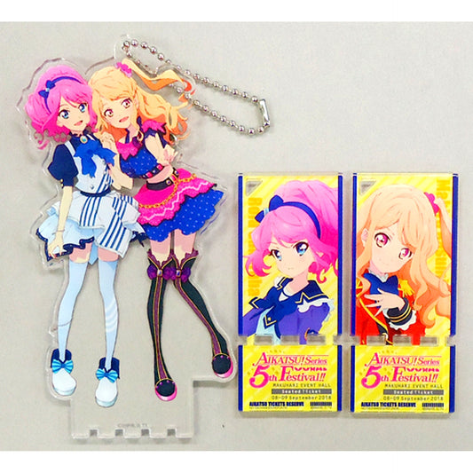 Rola Sakuraba & Mahiru Kasumi Acrylic Badge Stand Keychain Ver. 5th Fes Aikatsu! Series 5th Festival!! [USED]