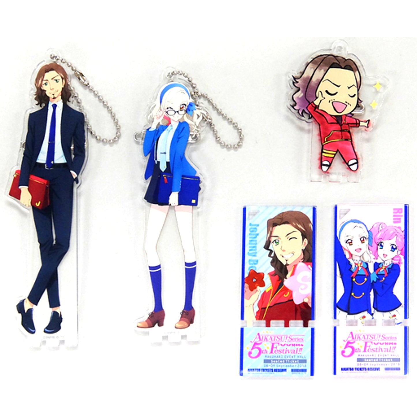 Johnny Set MENKATSU! Acrylic Badge Stand Keychain Ver. 5th Fes Aikatsu! Series 5th Festival!! [USED]