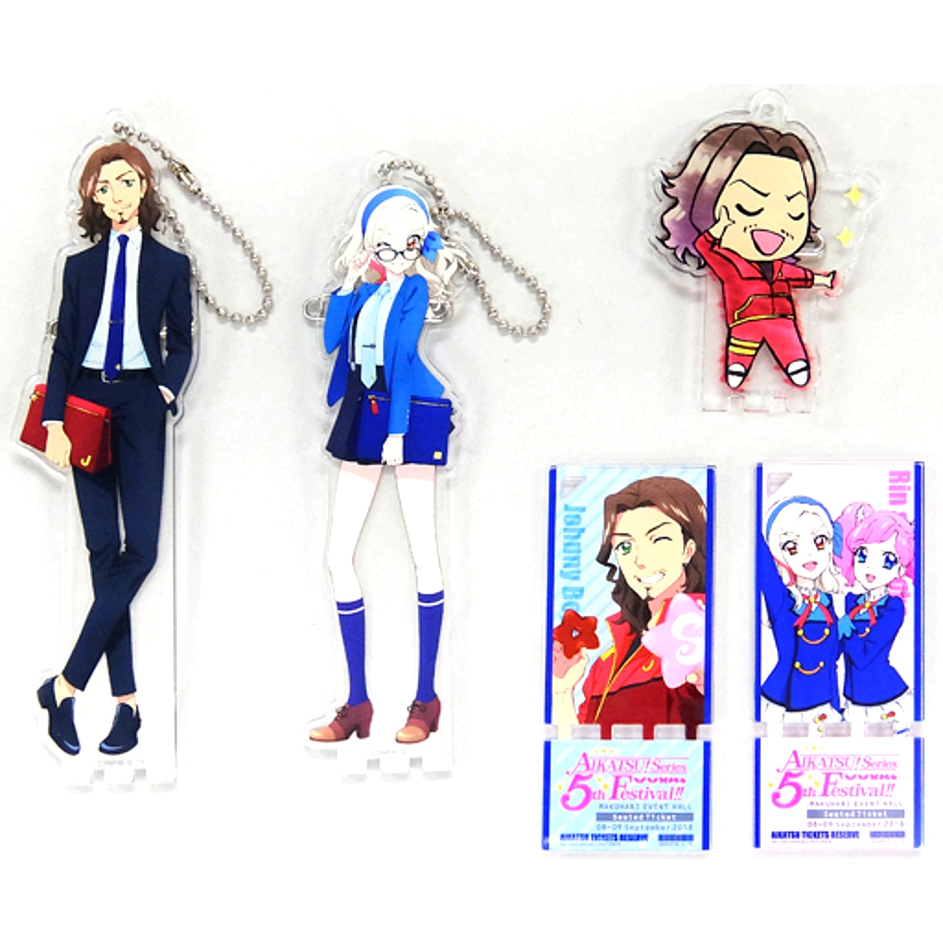 Johnny Set MENKATSU! Acrylic Badge Stand Keychain Ver. 5th Fes Aikatsu! Series 5th Festival!! [USED]