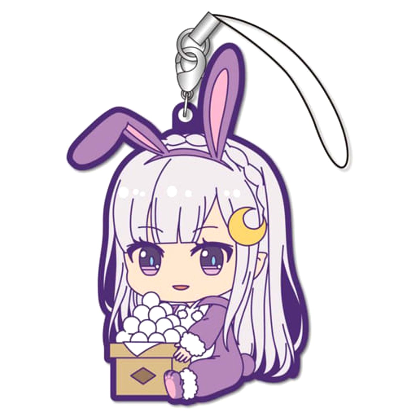 Re:ZERO -Starting Life in Another World- Emilia Moon Viewing Ver. Gyugyutto Rubber Charm Keychains [USED]