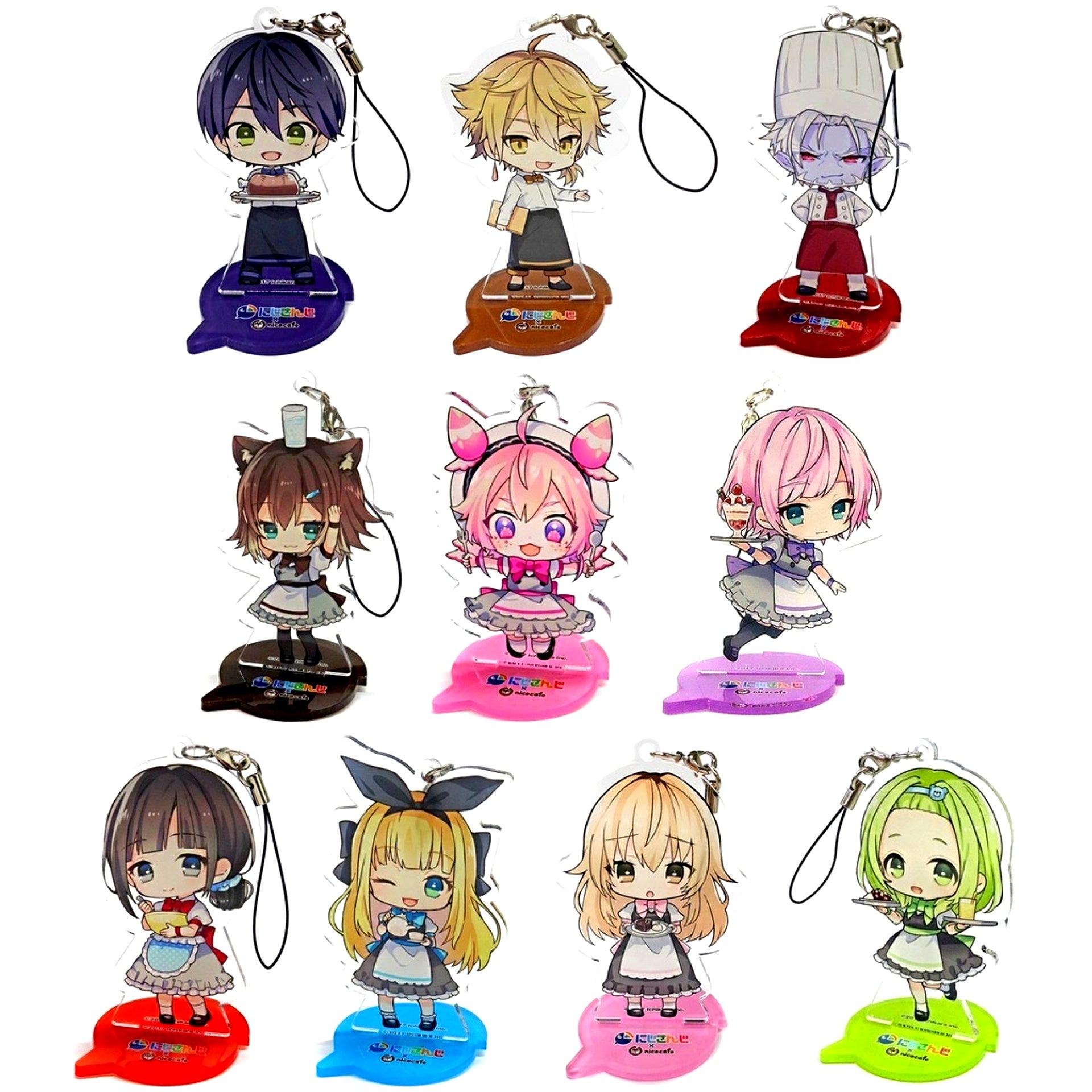 Set of 10 Nijisanji x nicocafe 2nd Gen Acrylic Stand Strap [USED]