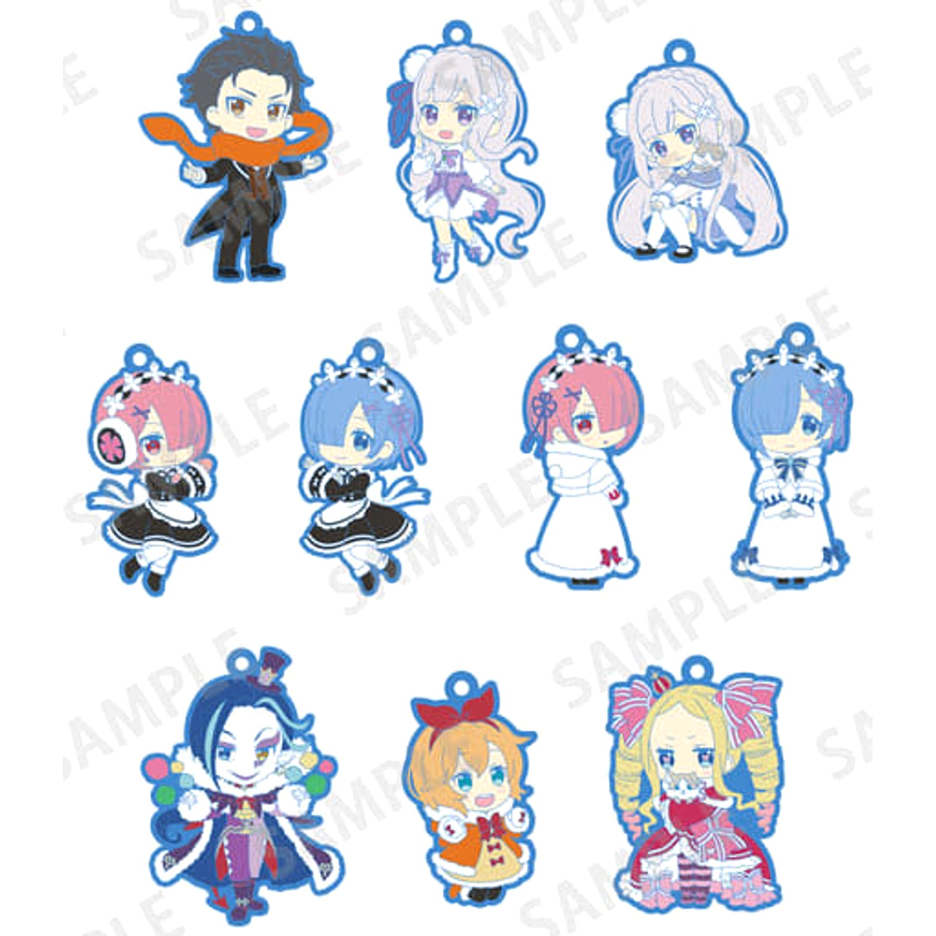Re:ZERO -Starting Life in Another World- Memory Snow Subaru Natsuki & Others All 10 Types Set Trading Rubber Strap Keychains [USED]