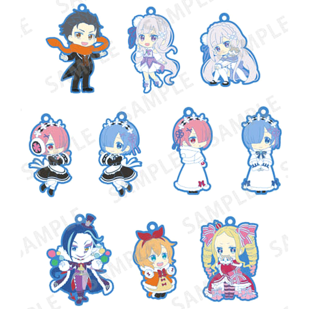 Re:ZERO -Starting Life in Another World- Memory Snow Subaru Natsuki & Others All 10 Types Set Trading Rubber Strap Keychains [USED]