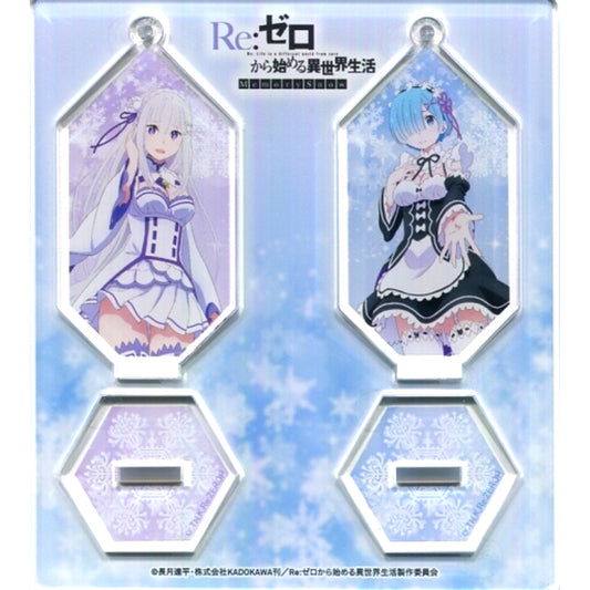 Emilia & Rem Re:ZERO -Starting Life in Another World- Memory Snow Acrylic Stand Keychain SMT Original Goods [USED]
