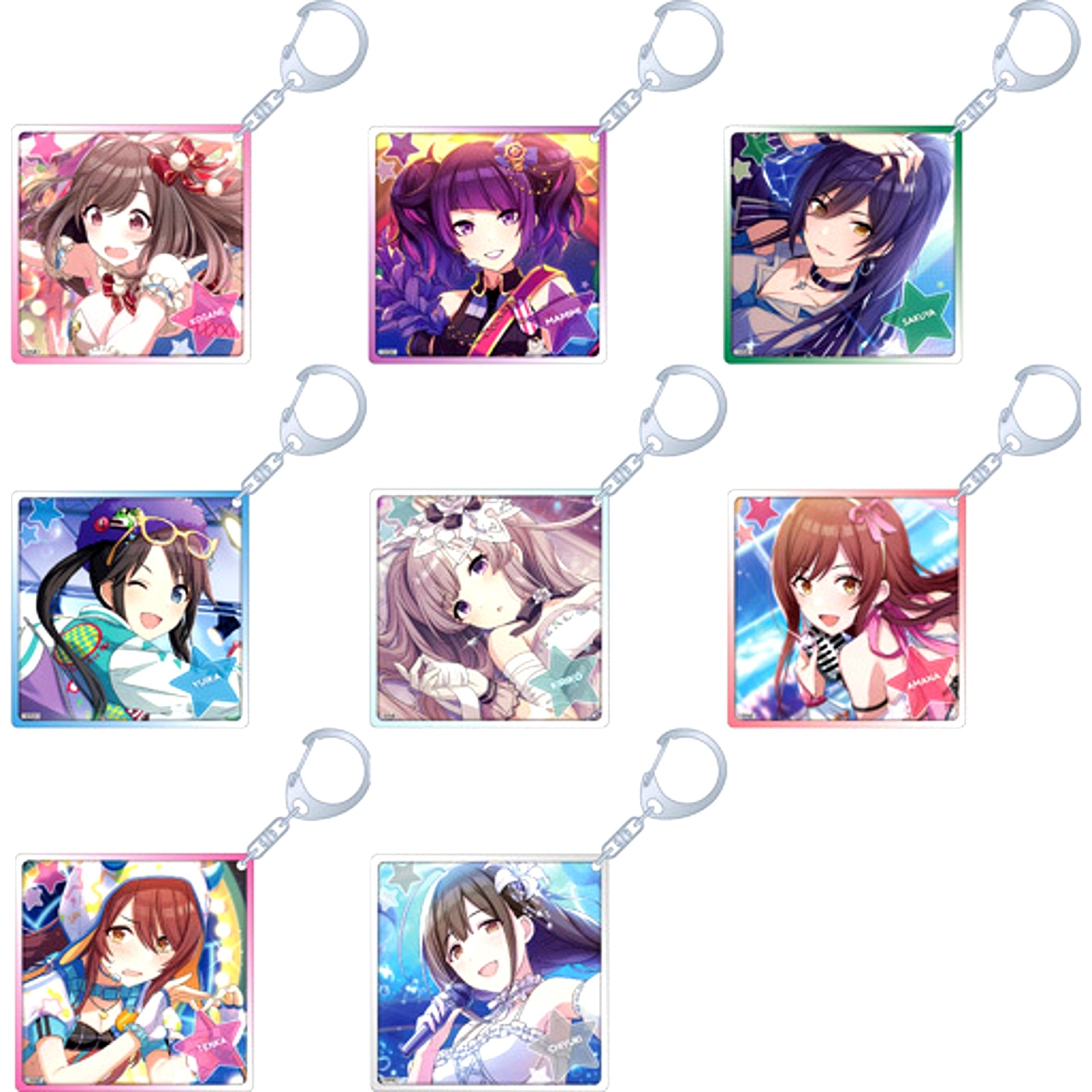 Set of 8 The Idolmaster Shiny Colors Acrylic Keychain Collection B [USED]
