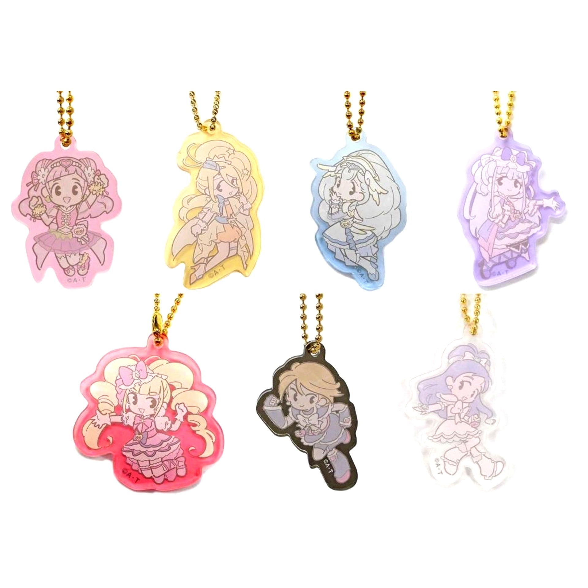 Set of 7 Precure Cafe Cheerful Diner Blind Acrylic Keychain [USED]