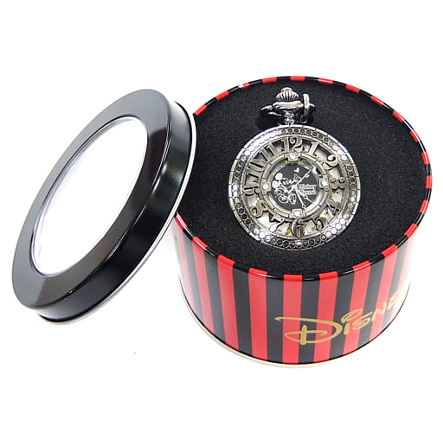 Disney Characters Mickey and Minnie Silver Premium Pocket Watch [USED]