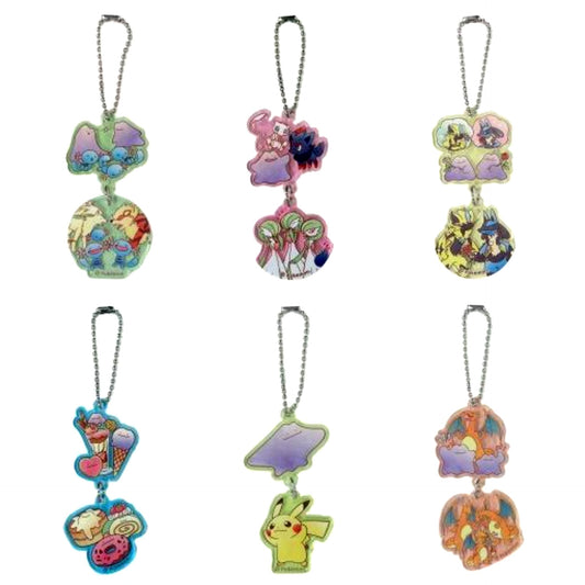 Set of 6 Pokemon 2-Ring Acrylic Charm Collection Ditto da mon Pokemon Center Limited [USED]
