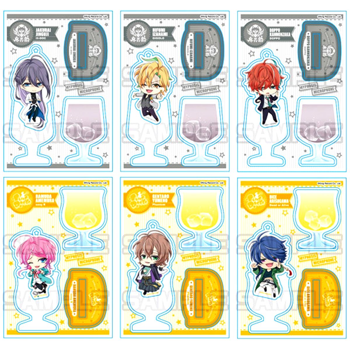Set of 6 Hypnosis Mic: Division Rap Battle See-Through Acrylic Stand Shinjuku Division Shibuya Division [USED]