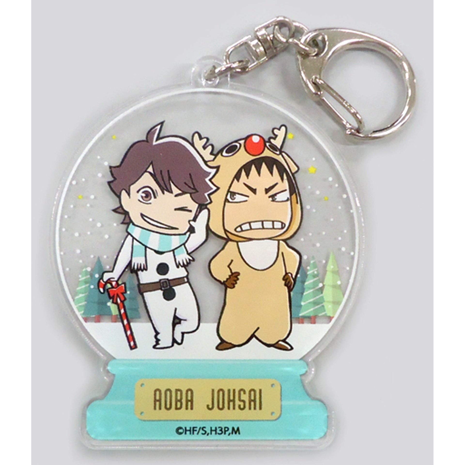 Toru Oikawa & Hajime Iwaizumi Huge Success Prize Haikyu!! Xmas 2018 in J-WORLD TOKYO Carnival Game Noyassan Rolling Thunder Again Snow Globe Style Acrylic Charm [USED]