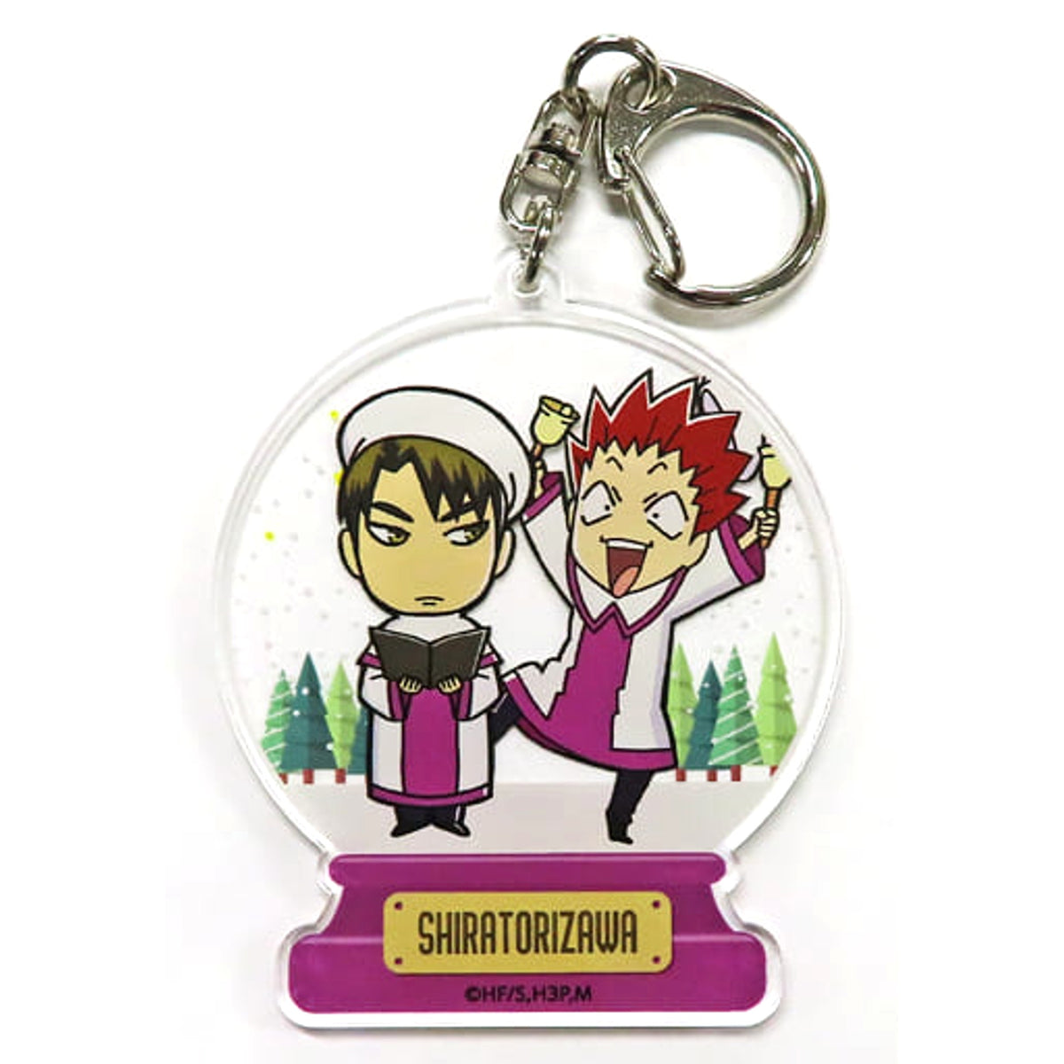 Haikyu!! Wakatoshi Ushijima Satori Tendo Snow Globe Style Acrylic Charm Xmas2018 in J-World Tokyo Limited Carnival Game Noyassan no Rolling Thunder Again!! Great Success Prize Charm [USED]