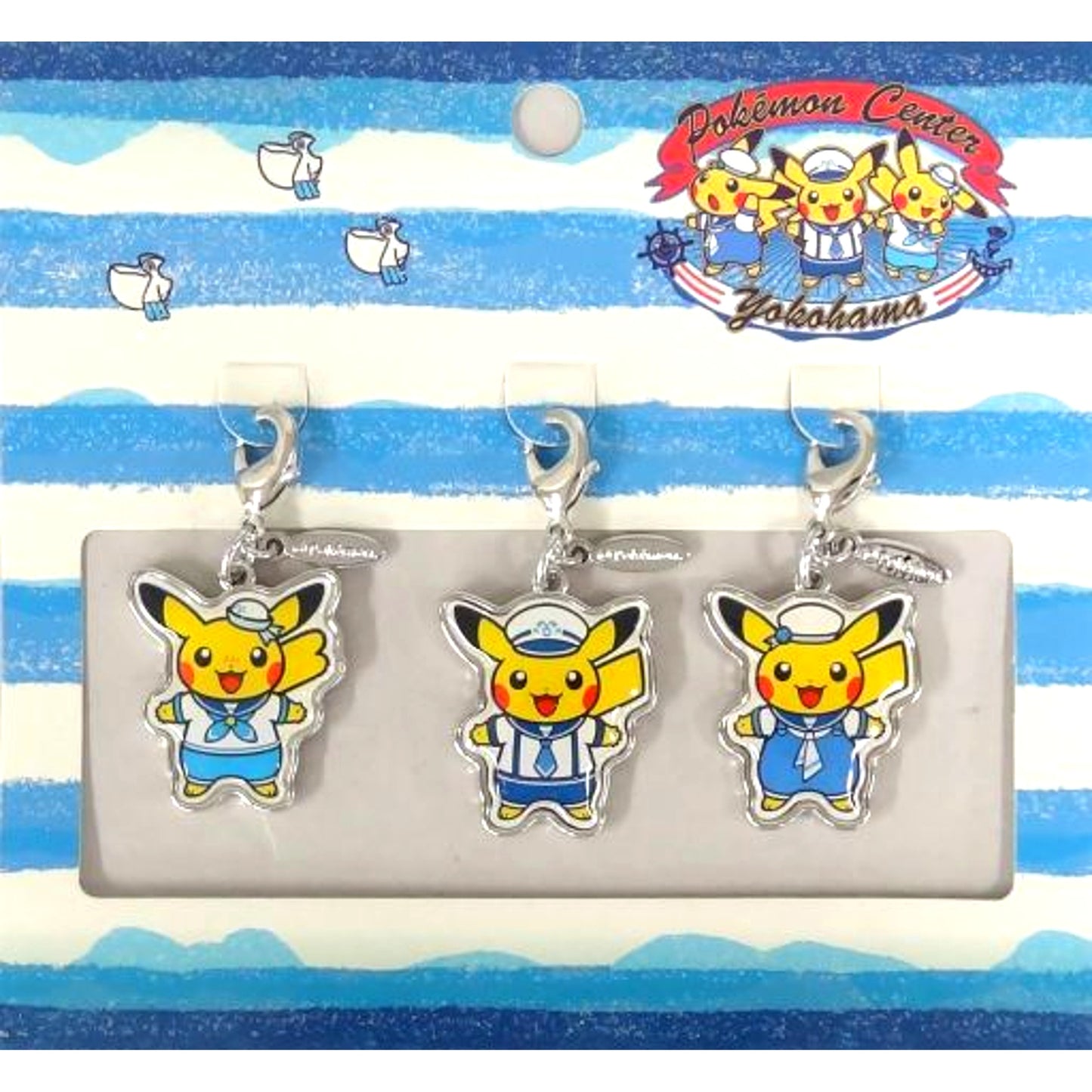 Set of 3 Pikachu Pokemon Metal Charm Pokemon Center Yokohama R Pokemon Center Limited [USED]