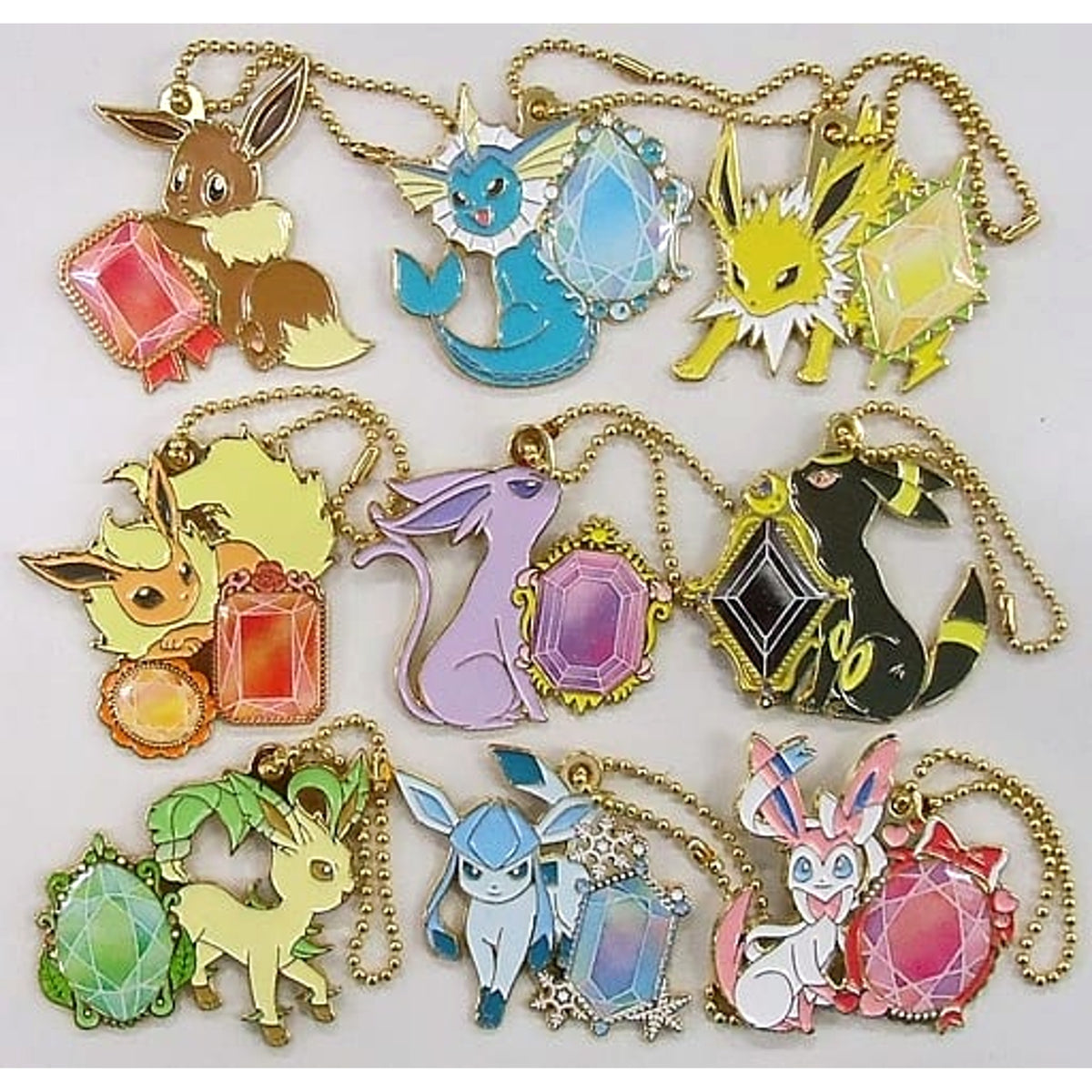 Pokemon Umbreon & Others All 9 Types Set Ichiban Kuji Eievui & Crystal Drops Metal Charm Prize G Charm [USED]