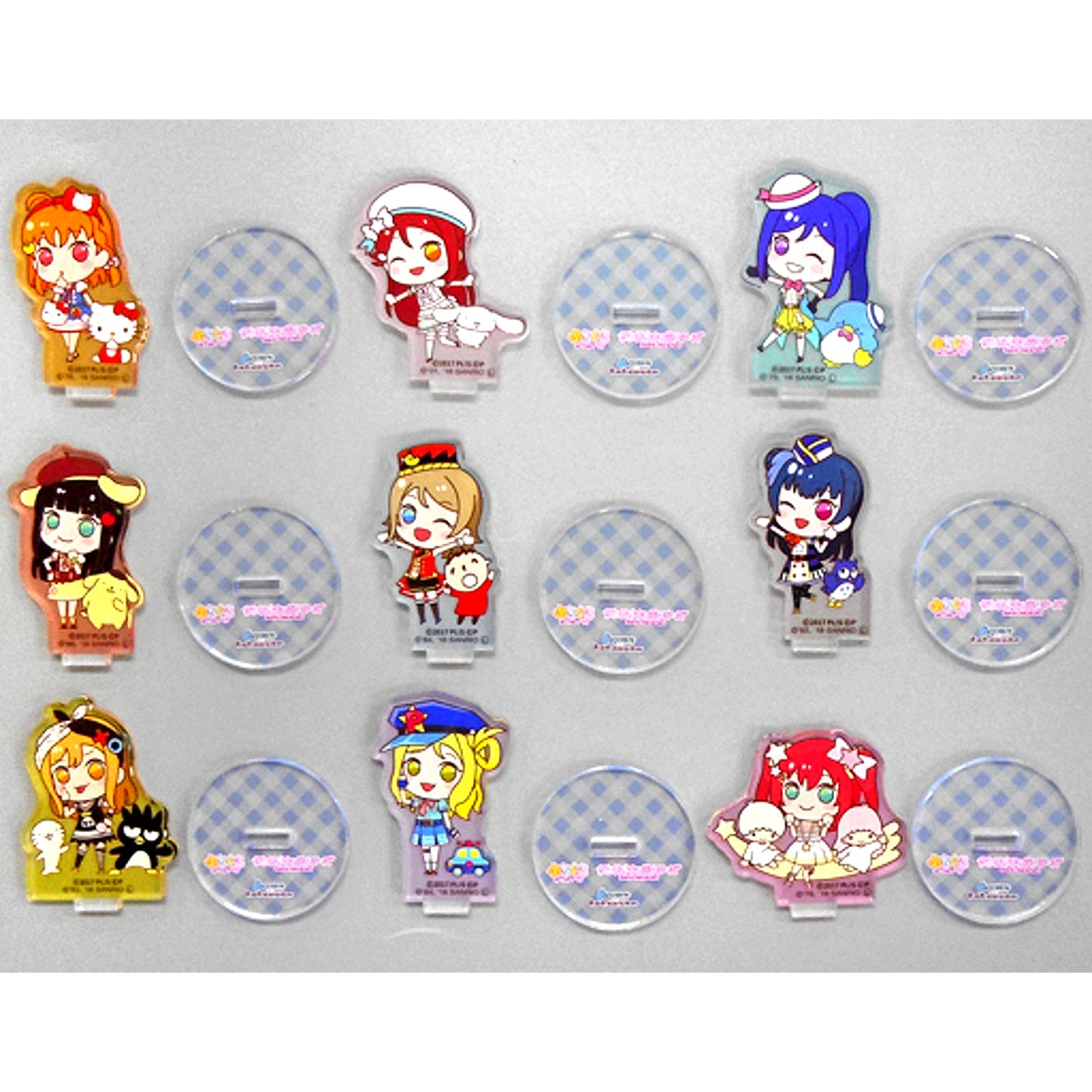 Set of 9 Mini Acrylic Stand Puchiguru Love Live! x Sanrio Characters Aqours [USED]