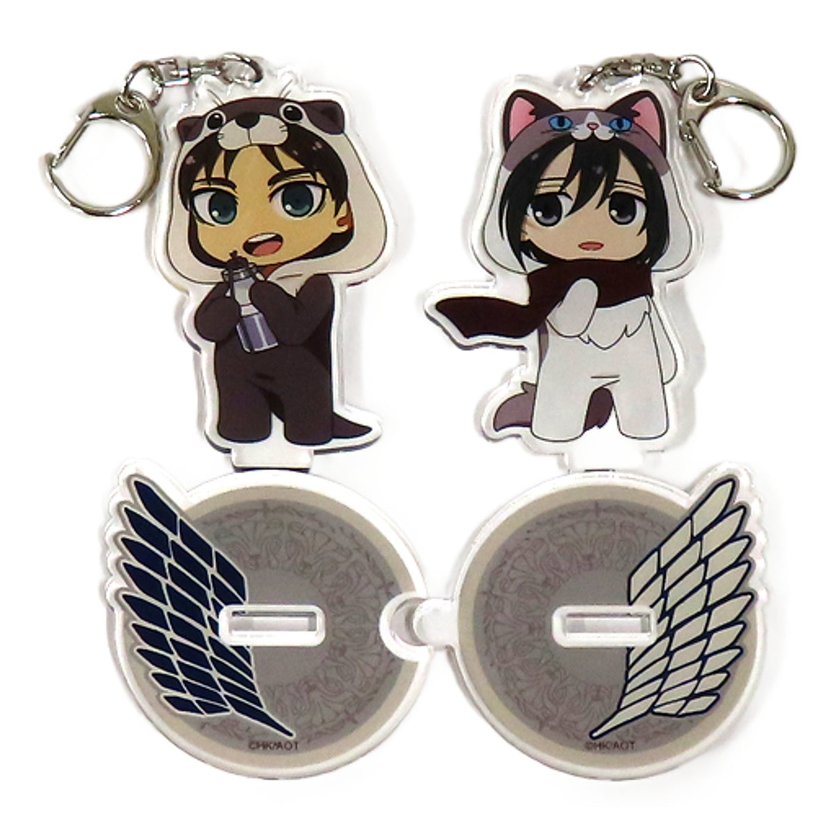 Attack on Titan Ellen Mikasa Season 3 Ver. Animarukko Acrylic Keychain Set with Special Stand C95 Limited Set of 2 Keychains [USED]