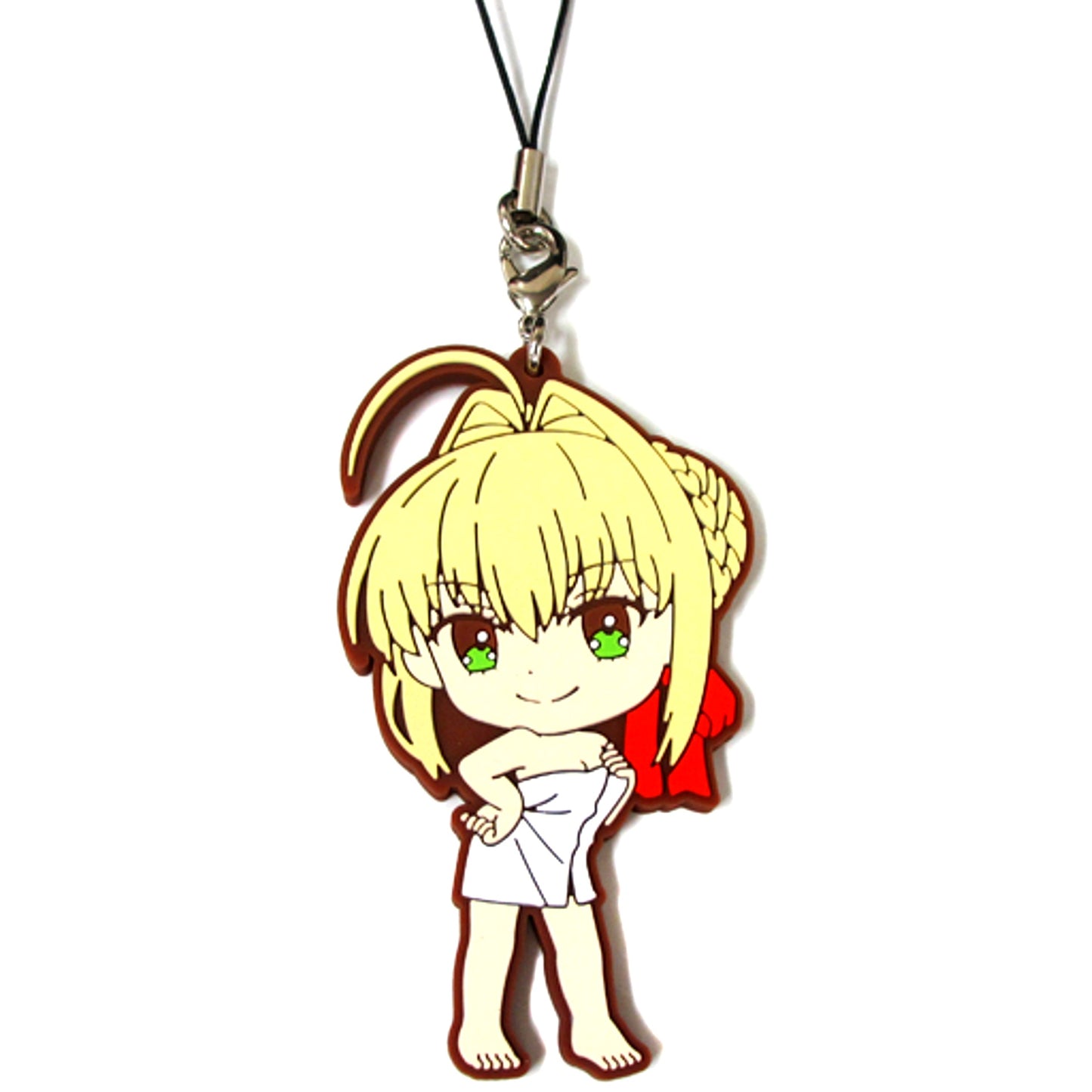 Saber Towel Pose E Prize Saber Ver. Rubber Strap Kyun Chara Illustrations Ichiban Kuji Fate/EXTRA Last Encore Hot Spring Trip [USED]