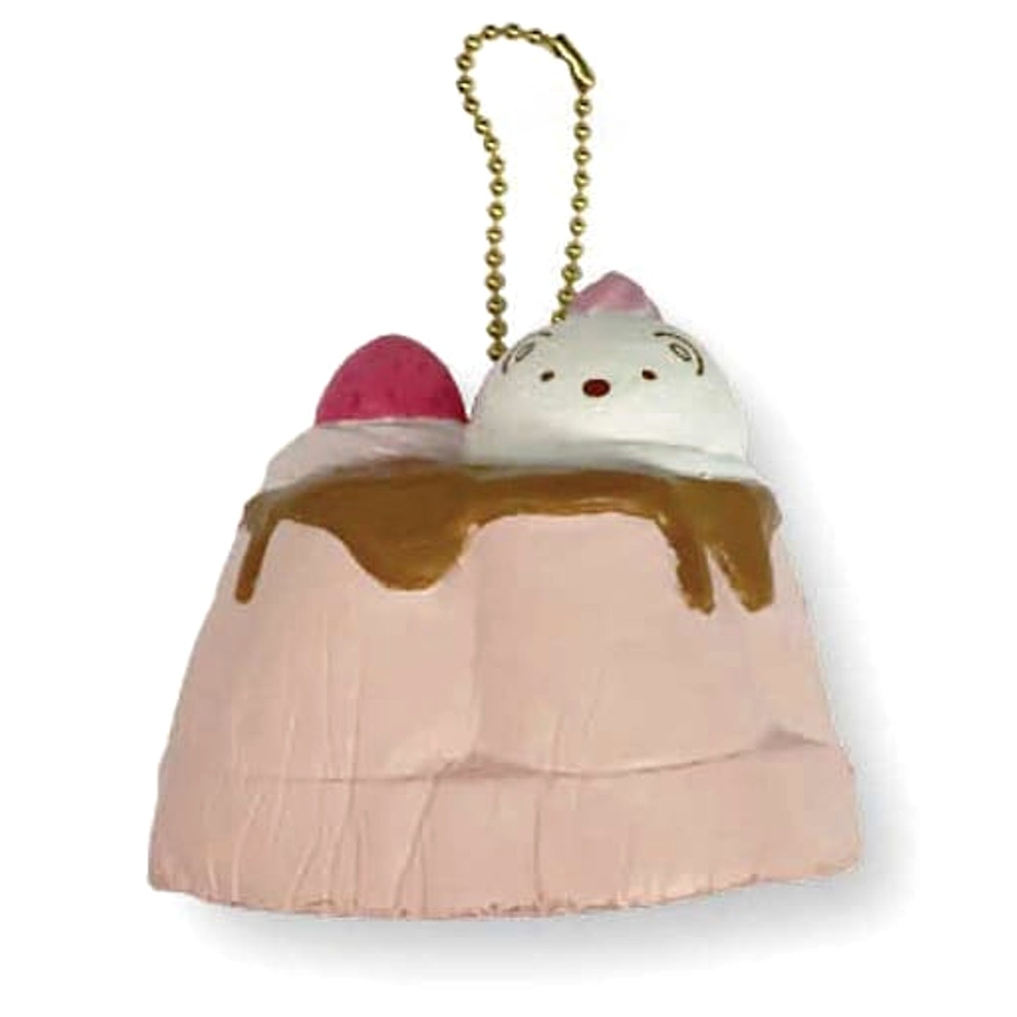 Sumikko Gurashi Shirokuma Pudding a la Mode Strawberry Pudding Sumikko Bento Series Puni Puni Mascot Keychains [USED]
