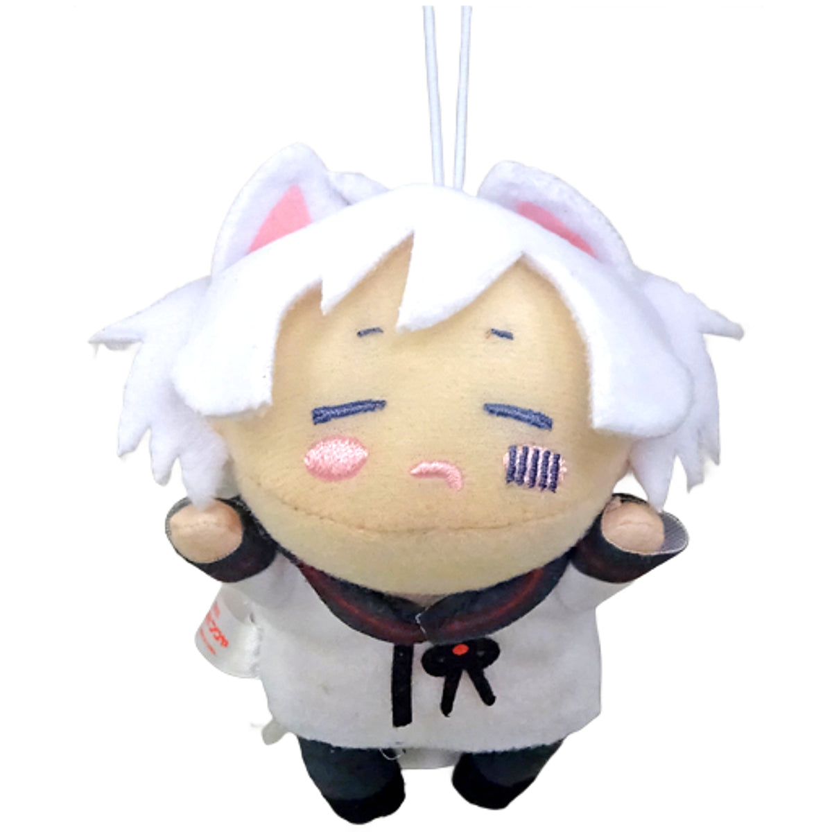 Mafumafu Cat Ear Eyes Closed Nesoberi Mascot Plush Toy Keychains [USED]