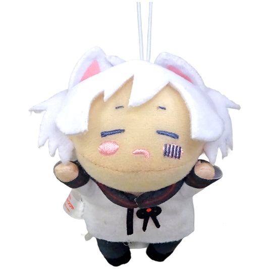 Mafumafu Cat Ear Eyes Closed Nesoberi Mascot Plush Toy Keychains [USED]