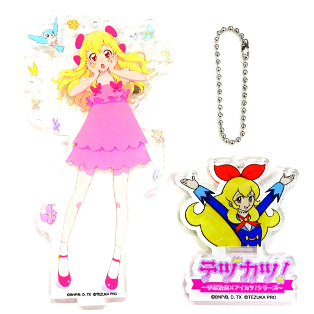 Ichigo Hoshimiya Tezukatsu Osamu Tezuka x Aikatsu Series Acrylic Button Stand Keychain [USED]