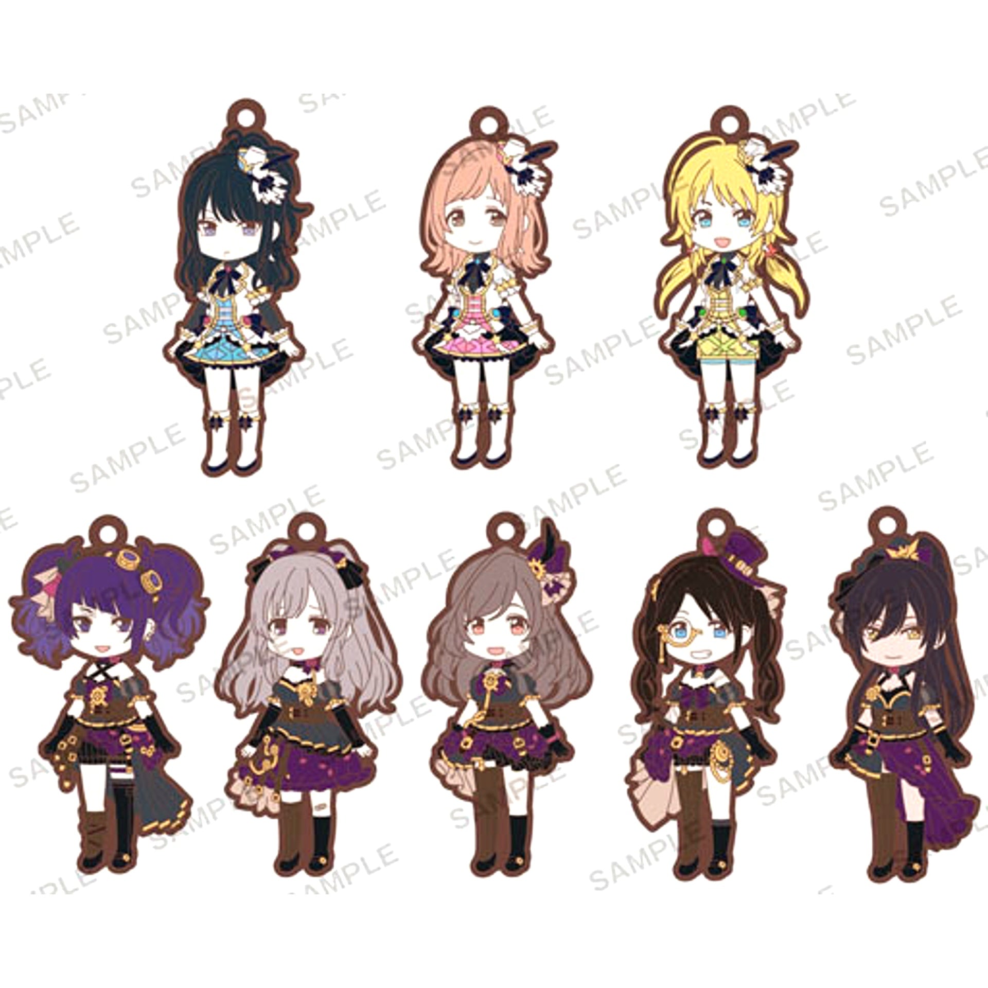 Set of 8 The Idolm@ster Shiny Colors Rubber Strap Unit Outfit Ver. BOX A [USED]
