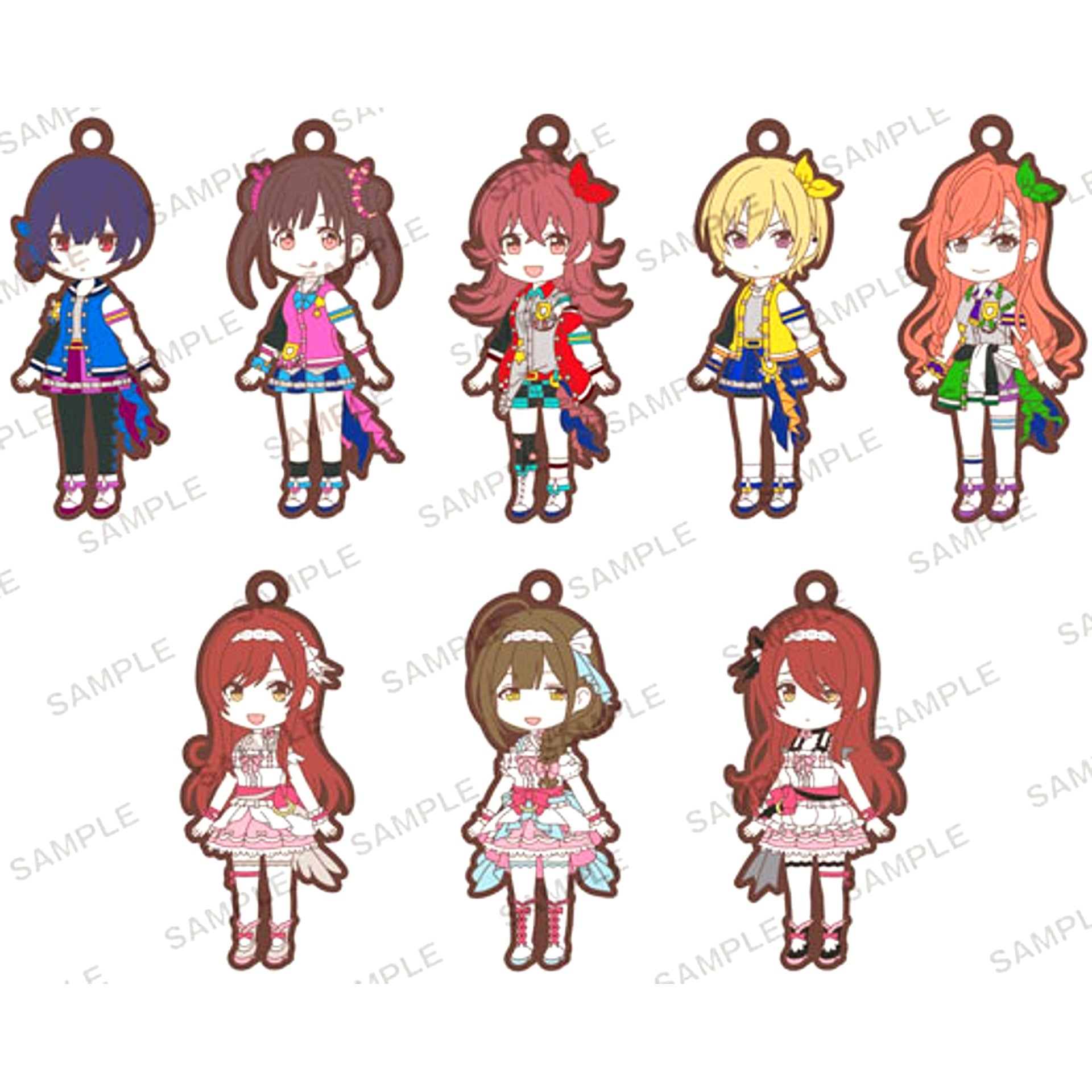 Set of 8 The Idolm@ster Shiny Colors Rubber Strap Unit Outfit Ver. BOX B [USED]