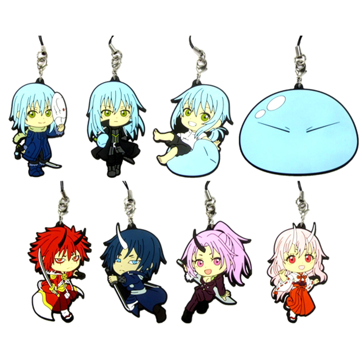 Set of 8 Rimuru Ver. Rubber Strap Kyun Chara Illustrations Ichiban Kuji That Time I Got Reincarnated as a Slime Mabudachi nanoda! Prize G [USED]
