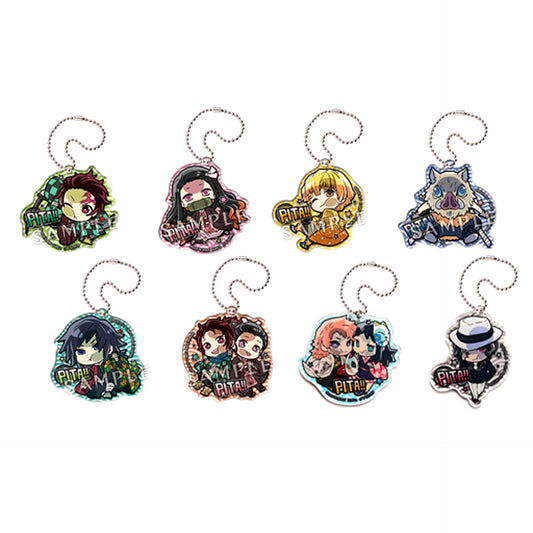 Set of 8 Demon Slayer Pita! Defome Acrylic Keychain [USED]